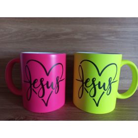 Jesus, Keresztény mintás, neon színű bögre